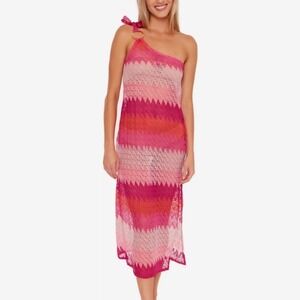 Trina Turk CASCADE‎ CROCHET ASYMMETRICAL Cover Up Pink Dress Size Small